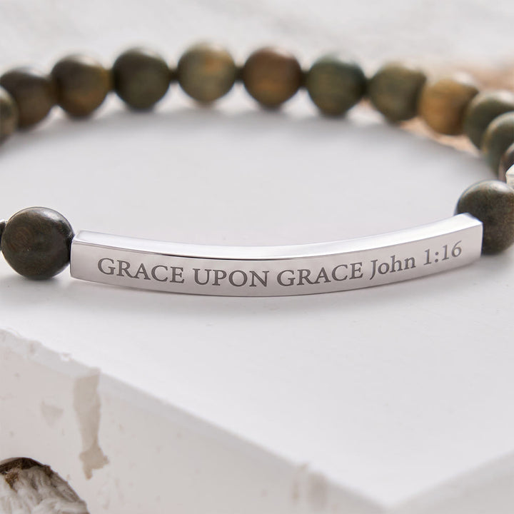 SolaceBeads Green Sandalwood Bracelet: GRACE UPON GRACE John 1:16, Back-To-School Blessing - image 3