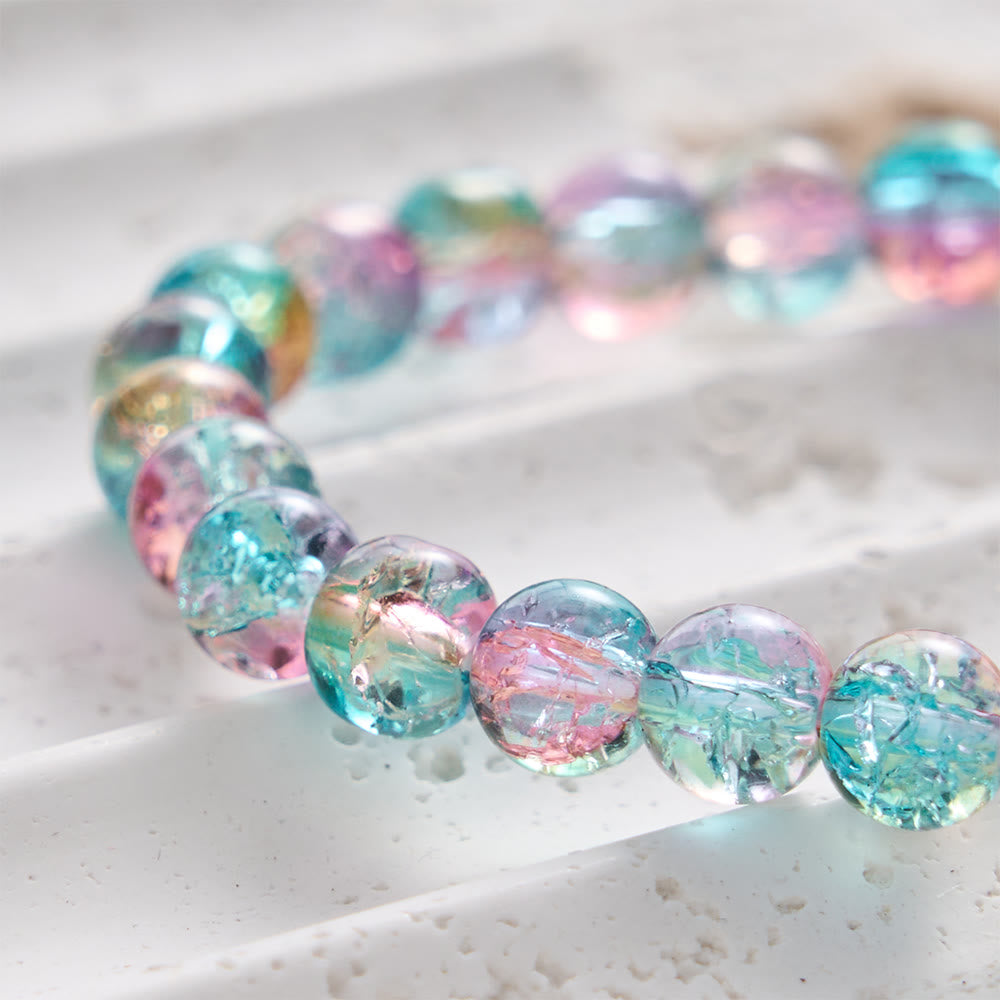SolaceBeads Blue-Pink-Yellow Glass Beads Bracelet: Be strong and courageous, New Term Strength - image 4