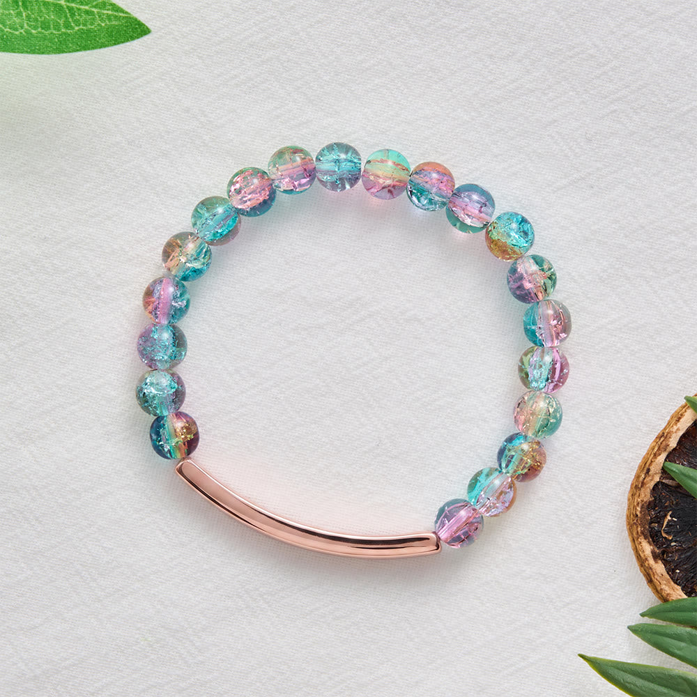 SolaceBeads Blue-Pink-Yellow Glass Beads Bracelet: Be strong and courageous, New Term Strength - image 5