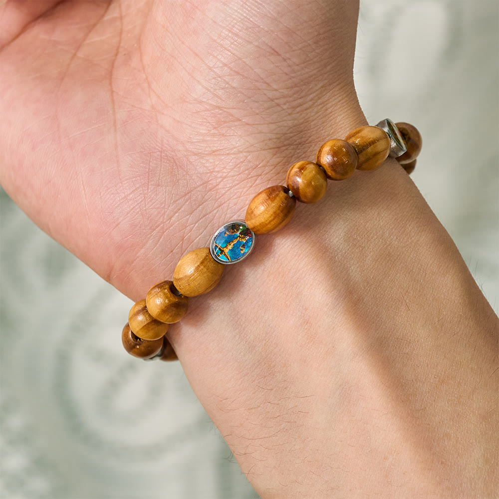SolaceBeads Pine Wood Rosary Bracelet: Sacred Icons for Quiet Devotion - image 1