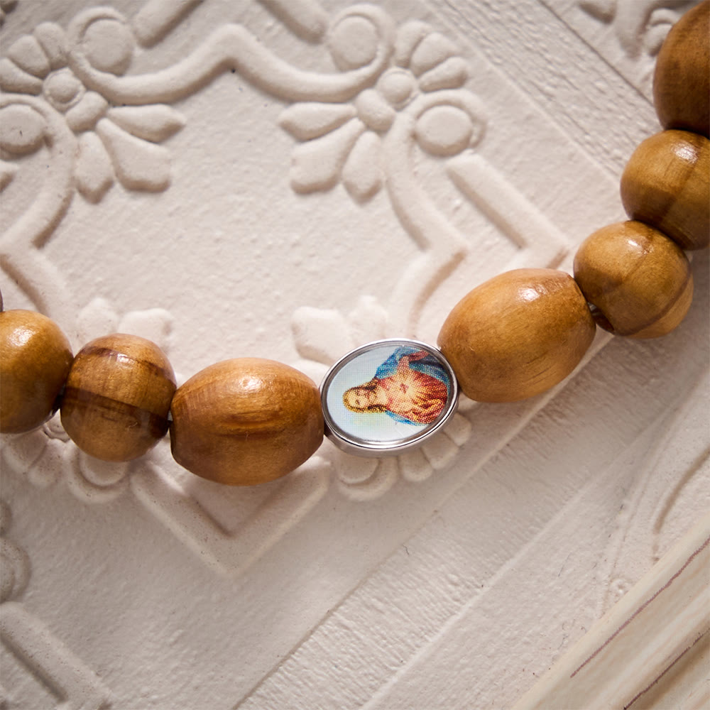 SolaceBeads Pine Wood Rosary Bracelet: Sacred Icons for Quiet Devotion - image 4