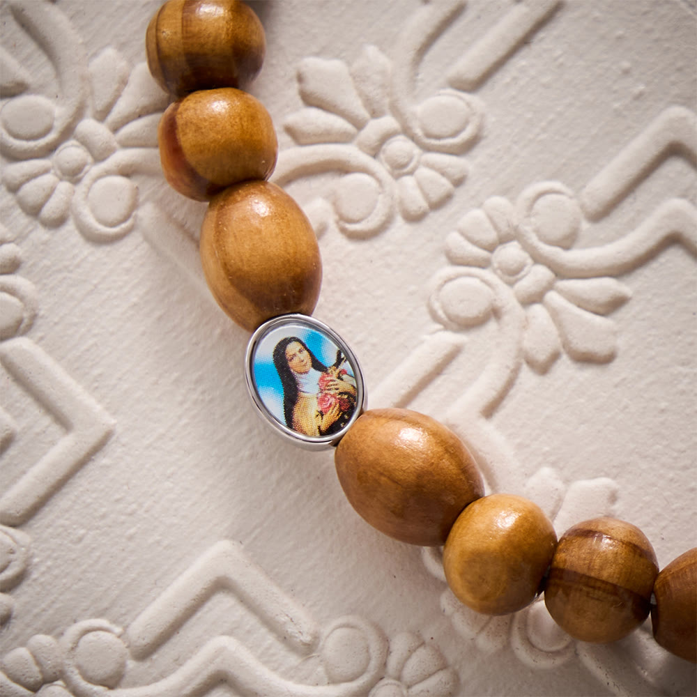 SolaceBeads Pine Wood Rosary Bracelet: Sacred Icons for Quiet Devotion - image 3