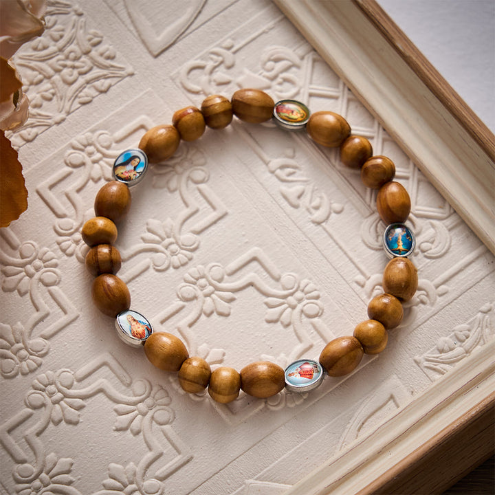 SolaceBeads Pine Wood Rosary Bracelet: Sacred Icons for Quiet Devotion - image 2