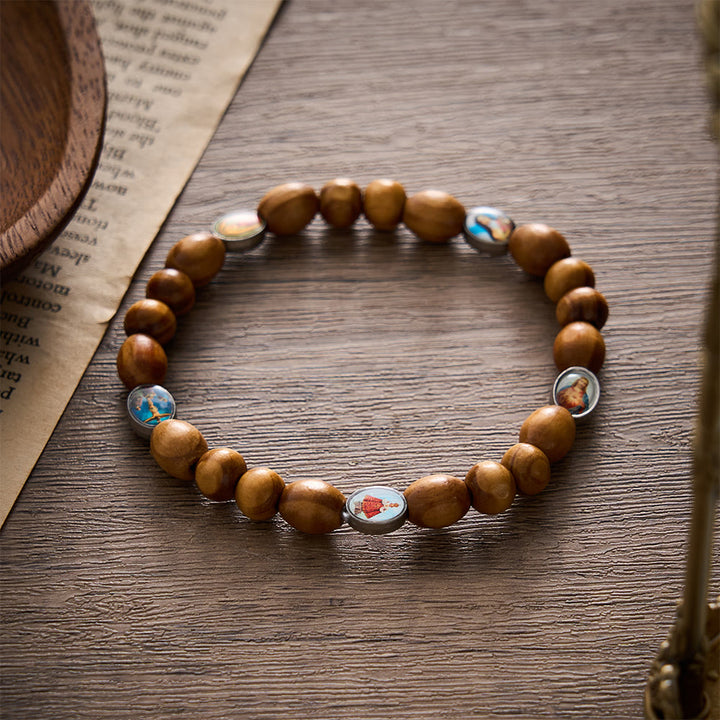 SolaceBeads Pine Wood Rosary Bracelet: Sacred Icons for Quiet Devotion - image 5