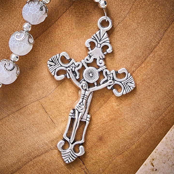 SolaceBeads White Agate Rosary: Mother &amp; Child Medal, Grace in Every Prayer - image 8
