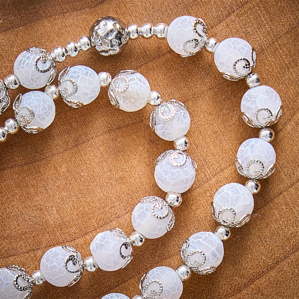 SolaceBeads White Agate Rosary: Mother &amp; Child Medal, Grace in Every Prayer - image 6