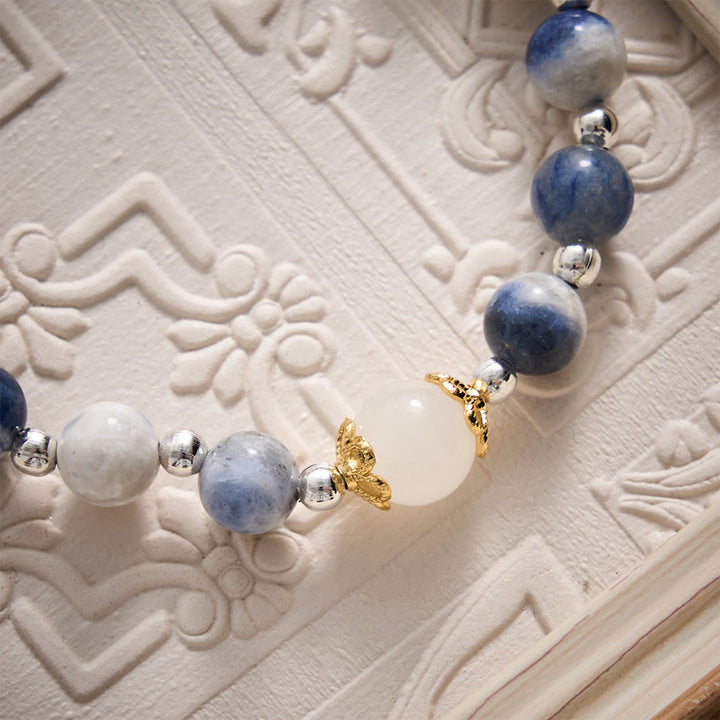 SolaceBeads Blue Spot Jasper Rosary Bracelet With Miraculous Medal &amp; Crucifix: Peace in Stone Hues - image 2