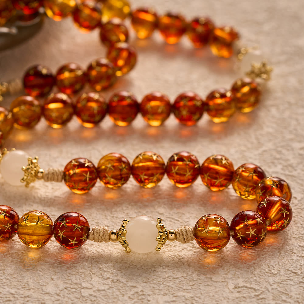 SolaceBeads Star &amp; White Jade Artistic Rosary With Guadalupe &amp; Crucifix: Cozy Autumn Faith - image 2