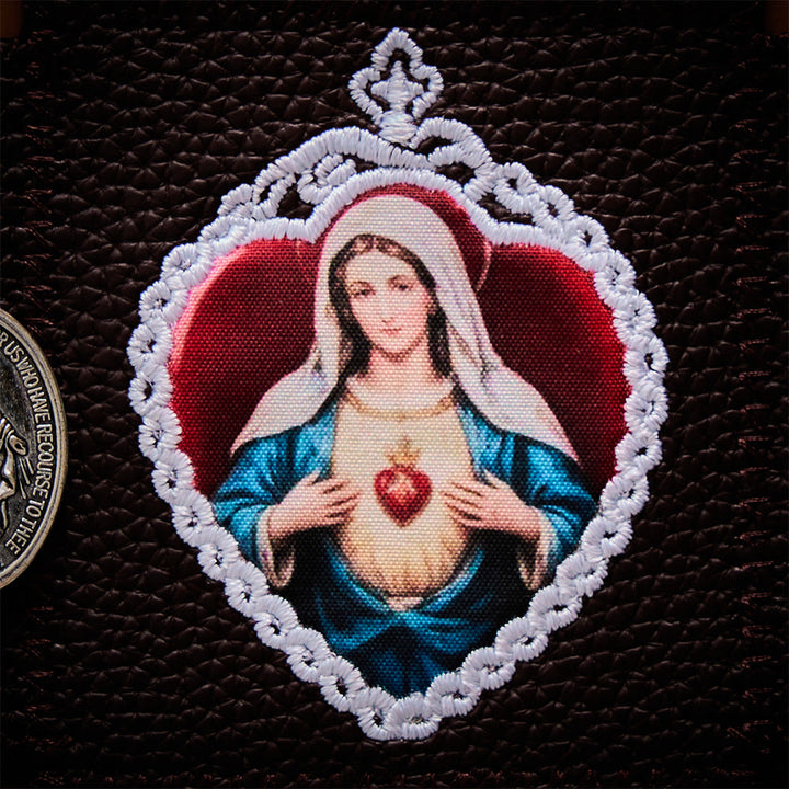 SolaceBeads Foldable Leather Portable Amulet: Immaculate Heart of Mary Altar, Carry Grace &amp; Peace - image 5