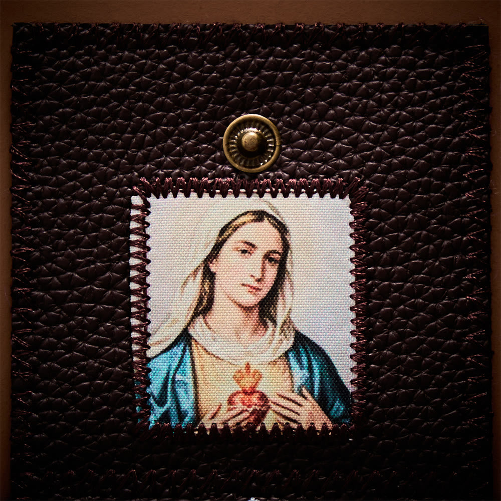 SolaceBeads Foldable Leather Portable Amulet: Immaculate Heart of Mary Altar, Carry Grace &amp; Peace - image 2