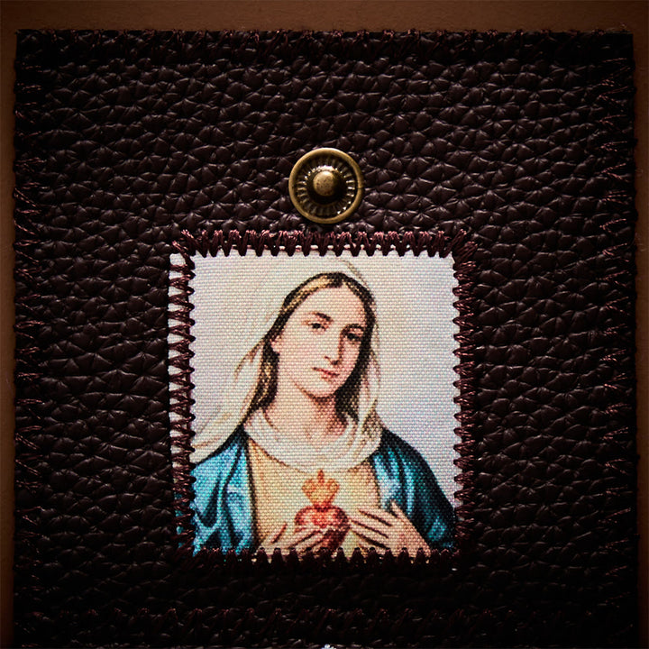SolaceBeads Foldable Leather Portable Amulet: Immaculate Heart of Mary Altar, Carry Grace &amp; Peace - image 2