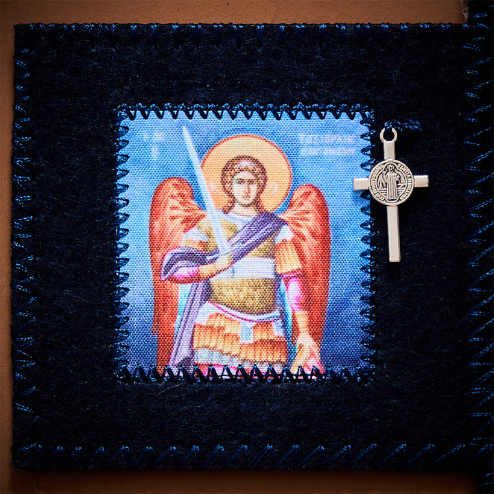 SolaceBeads Blue &amp; Brown Portable Amulet Felt Foldable Pocket Shrine Travel Prayer Altar Oratorio Kit - image 7