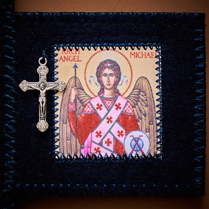 SolaceBeads Blue &amp; Brown Portable Amulet Felt Foldable Pocket Shrine Travel Prayer Altar Oratorio Kit - image 9