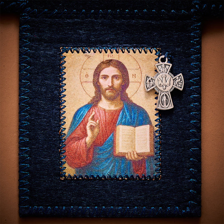 SolaceBeads Blue &amp; Brown Portable Amulet Felt Foldable Pocket Shrine Travel Prayer Altar Oratorio Kit - image 11