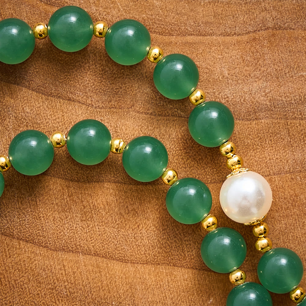 SolaceBeads Green Aventurine &amp; Pearl Rosary With Miraculous Medal &amp; Crucifix: Autumn Faith Devotion - image 1