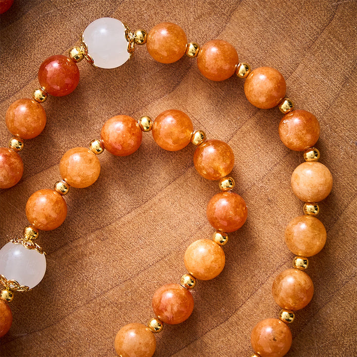 SolaceBeads Natural Orange Chalcedony &amp; White Jade Stone Rosary: Cozy Autumn Grace &amp; Gratitude - image 5