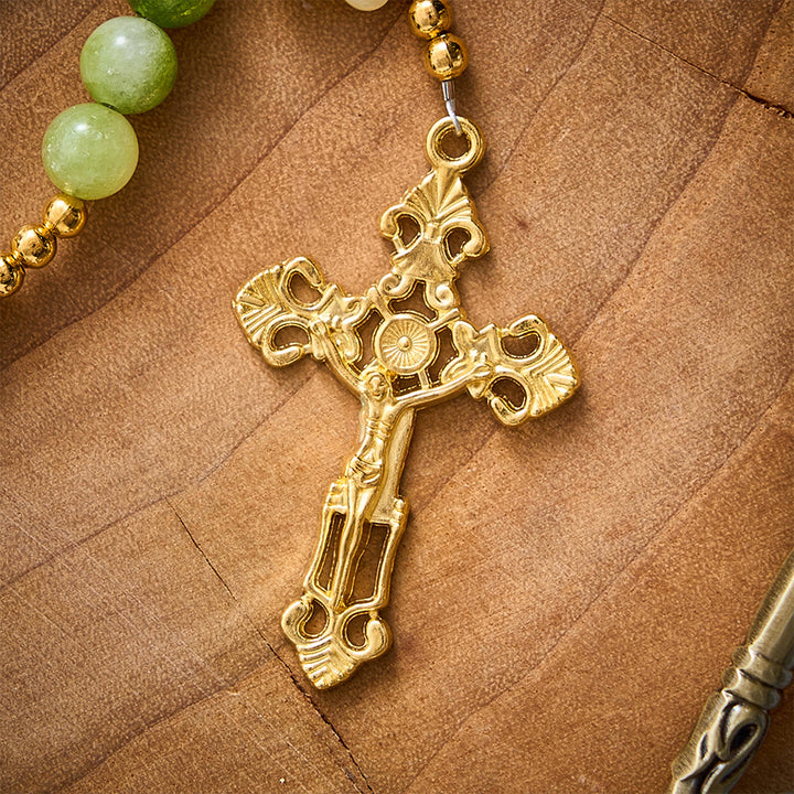 SolaceBeads Natural Green Cream Stone &amp; Butterfly Rosary: Harvest Grace &amp; Hope - image 9
