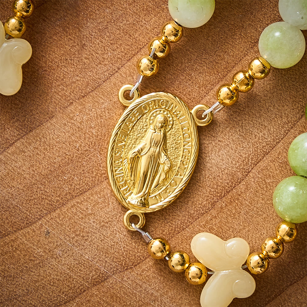 SolaceBeads Natural Green Cream Stone &amp; Butterfly Rosary: Harvest Grace &amp; Hope - image 8
