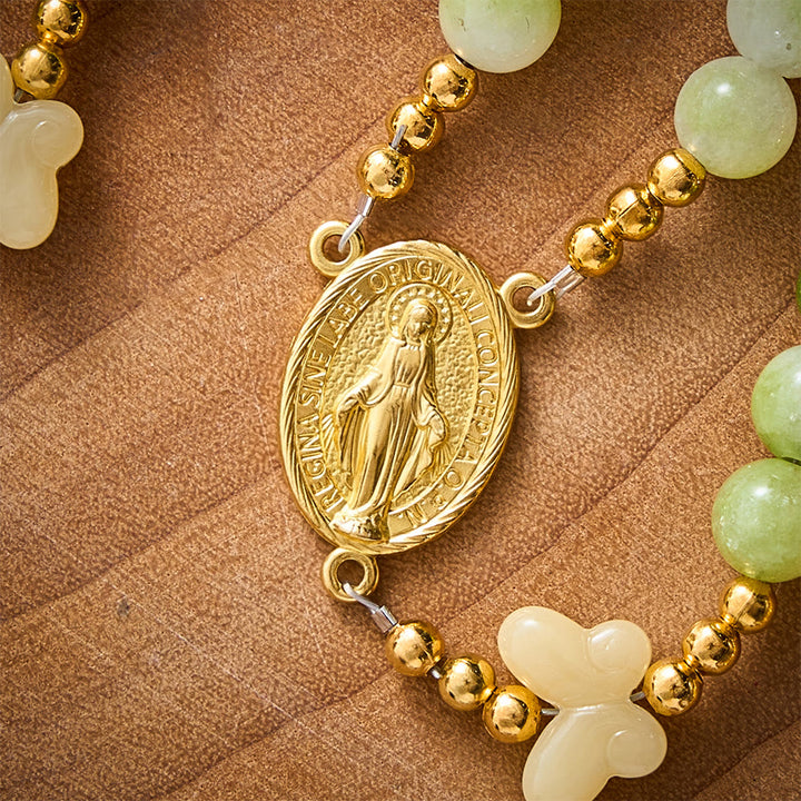 SolaceBeads Natural Green Cream Stone &amp; Butterfly Rosary: Harvest Grace &amp; Hope - image 8