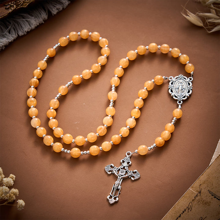 SolaceBeads Warm Orange Beads Artistic Rosary with Miraculous Medal: Cozy Autumn Blessings &amp; Devotion - image 4