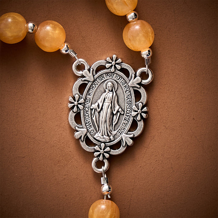 SolaceBeads Warm Orange Beads Artistic Rosary with Miraculous Medal: Cozy Autumn Blessings &amp; Devotion - image 8