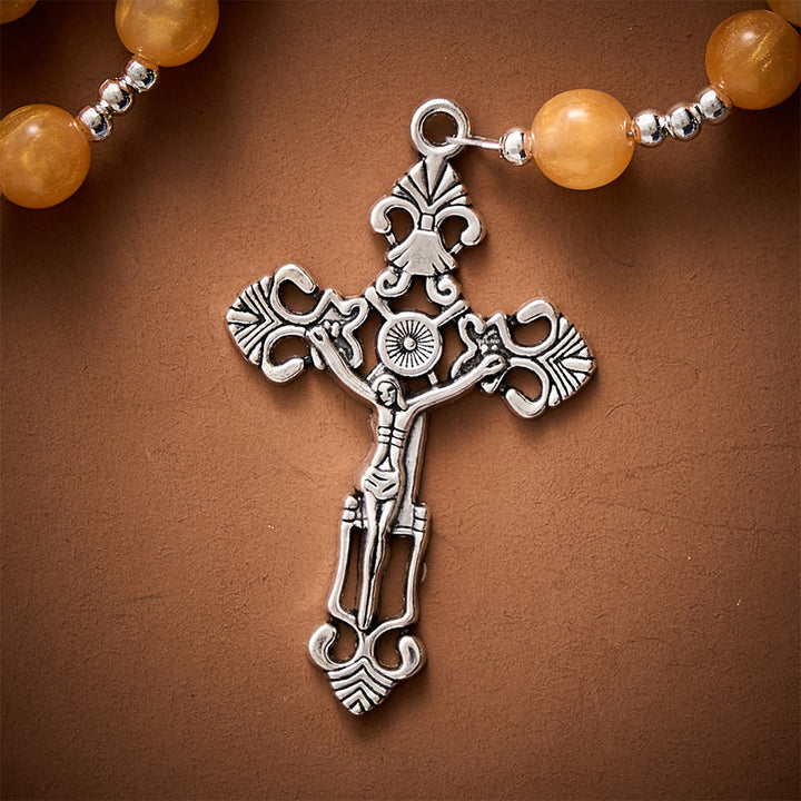 SolaceBeads Warm Orange Beads Artistic Rosary with Miraculous Medal: Cozy Autumn Blessings &amp; Devotion - image 9