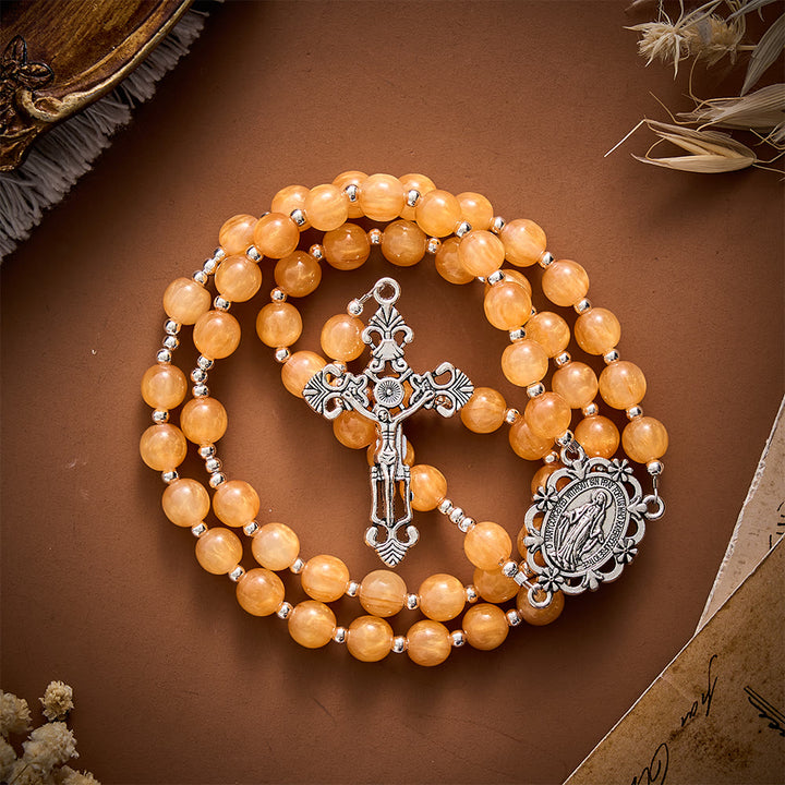 SolaceBeads Warm Orange Beads Artistic Rosary with Miraculous Medal: Cozy Autumn Blessings &amp; Devotion - image 10