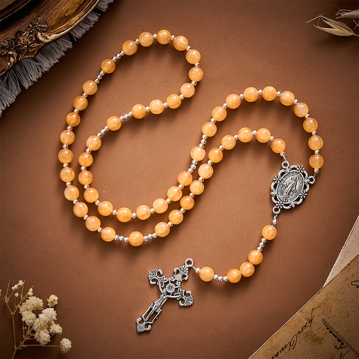 SolaceBeads Warm Orange Beads Artistic Rosary with Miraculous Medal: Cozy Autumn Blessings &amp; Devotion - image 5