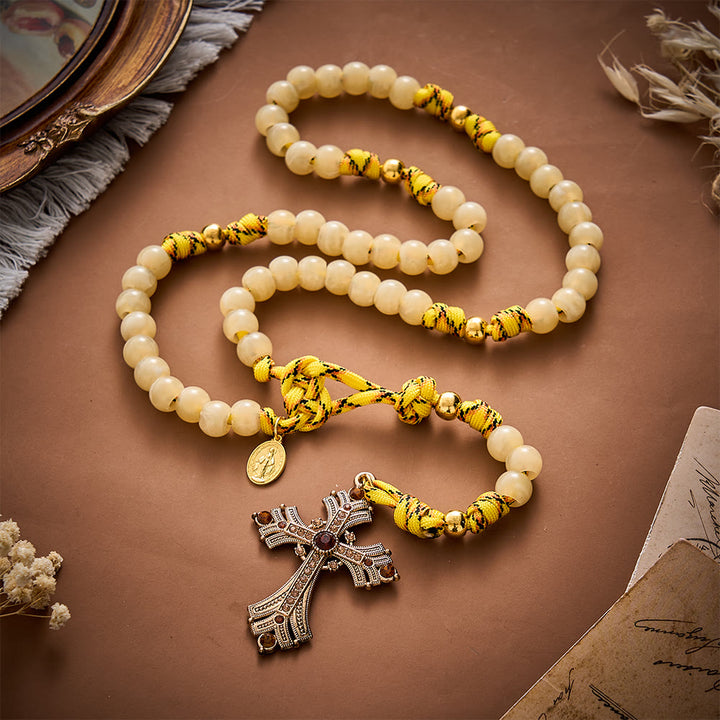SolaceBeads Yellow Beads Artistic Rosary with Miraculous Medal: A Sacred Blessing of Grace and Gratitude - image 2