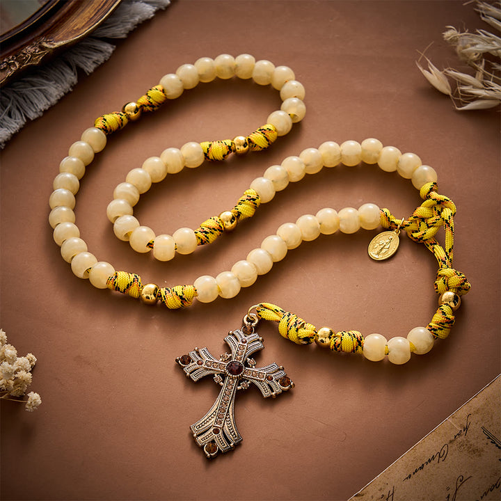 SolaceBeads Yellow Beads Artistic Rosary with Miraculous Medal: A Sacred Blessing of Grace and Gratitude - image 3