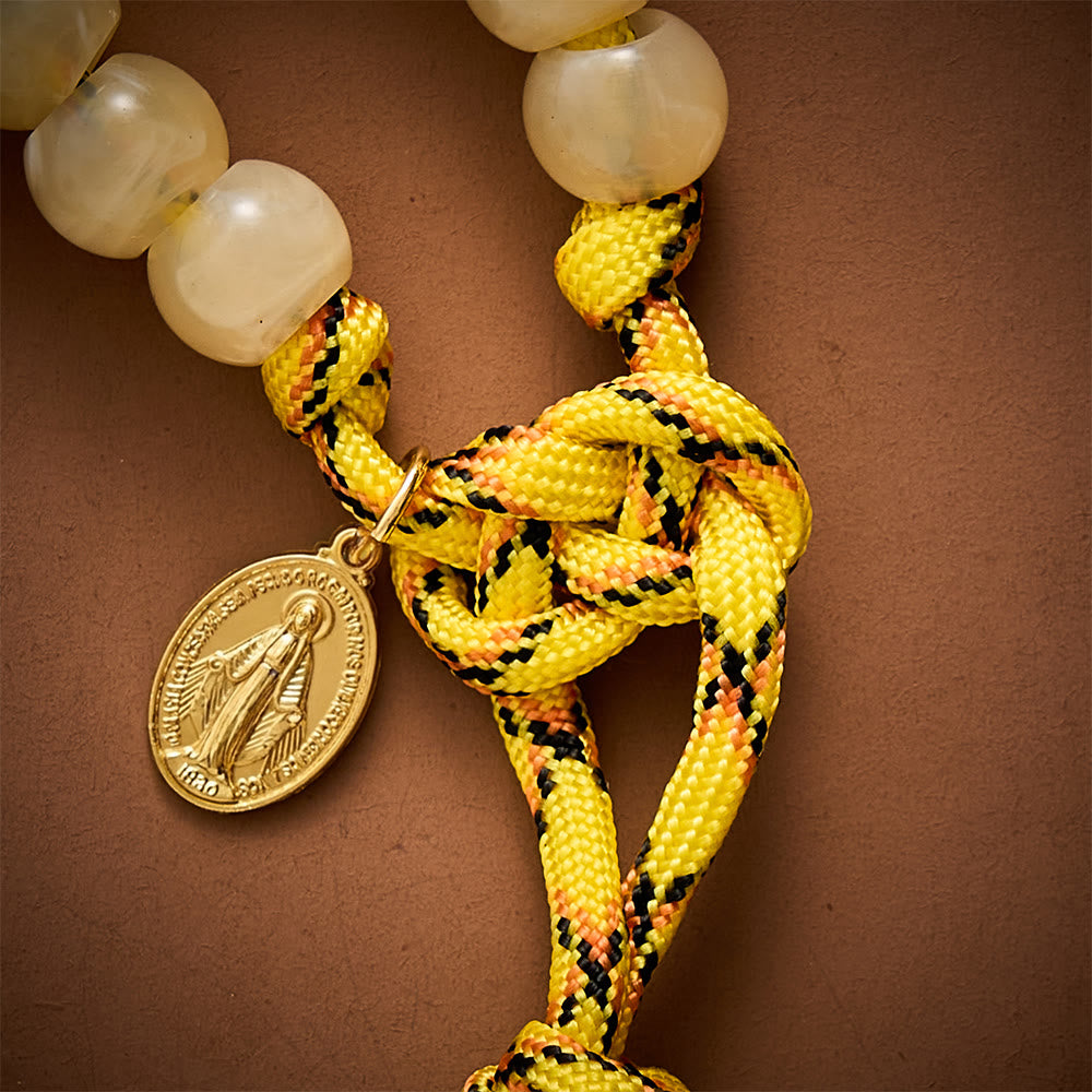 SolaceBeads Yellow Beads Artistic Rosary with Miraculous Medal: A Sacred Blessing of Grace and Gratitude - image 6
