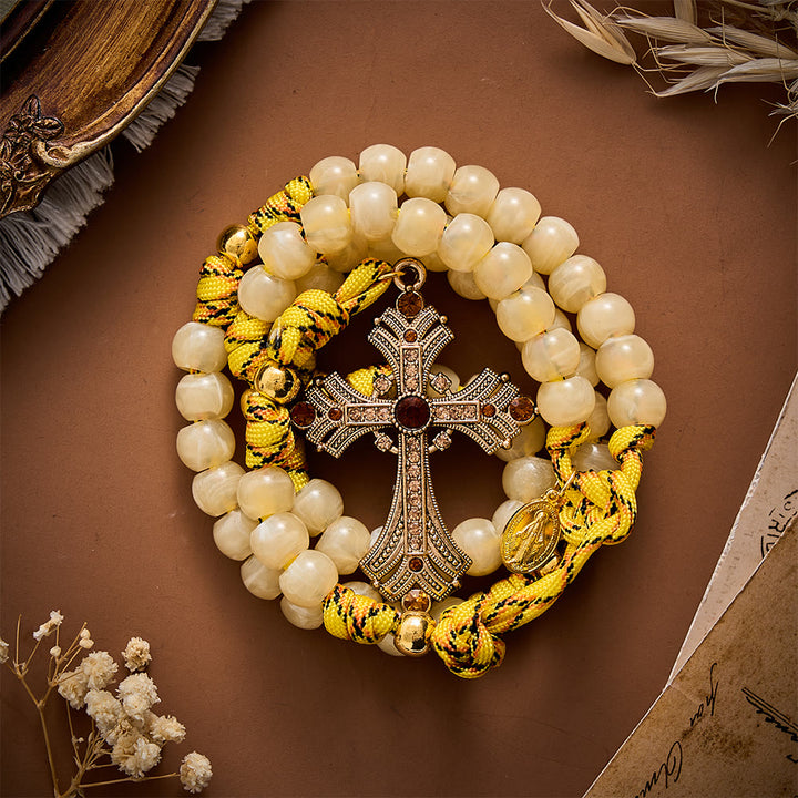 SolaceBeads Yellow Beads Artistic Rosary with Miraculous Medal: A Sacred Blessing of Grace and Gratitude - image 9