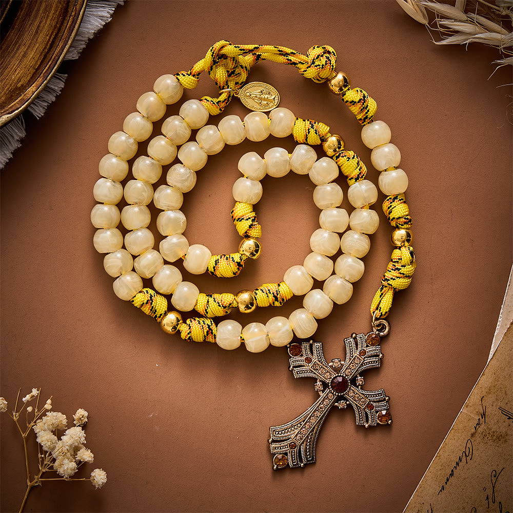SolaceBeads Yellow Beads Artistic Rosary with Miraculous Medal: A Sacred Blessing of Grace and Gratitude - image 8