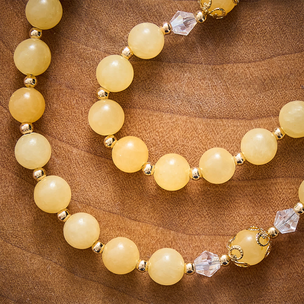 SolaceBeads Yellow Jade Stone Rosary With Our Lady of Aparecida Medal &amp; Crucifix: Thanksgiving Gift - image 2
