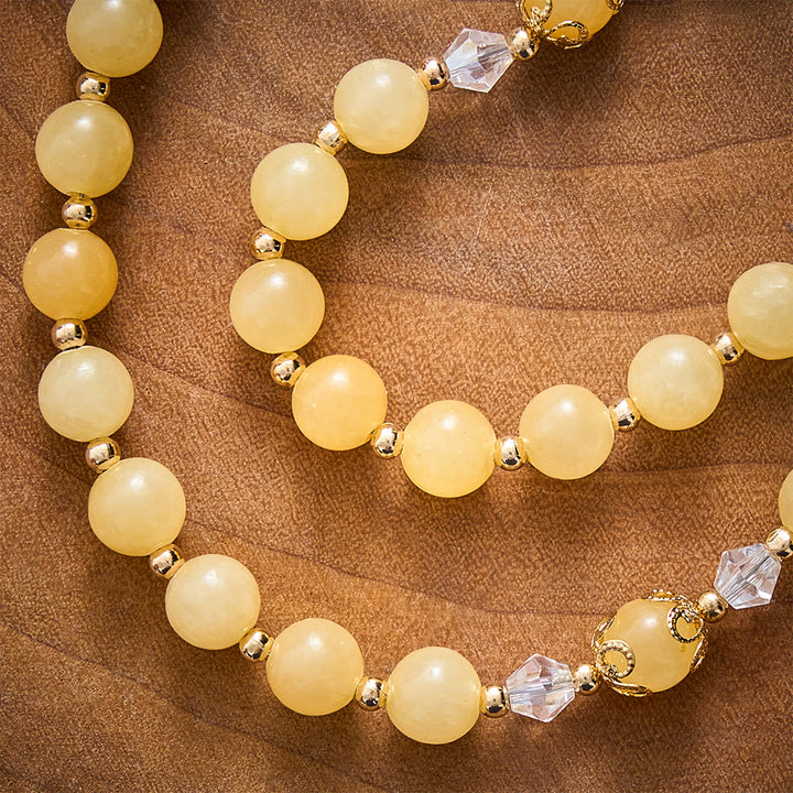 SolaceBeads Yellow Jade Stone Rosary With Our Lady of Aparecida Medal &amp; Crucifix: Thanksgiving Gift - image 2