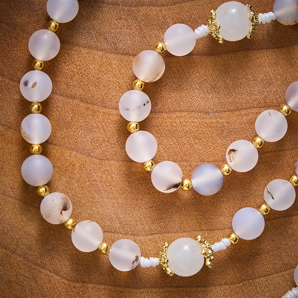 SolaceBeads Frosted Blossom Agate Rosary With Miraculous Medal &amp; Crucifix: Serenity in Soft Texture - image 2