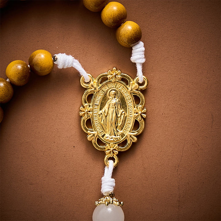 SolaceBeads Tiger Eye Glass &amp; White Glass Rosary With Pardon Crucifix: Warmth in Autumn Grain - image 3