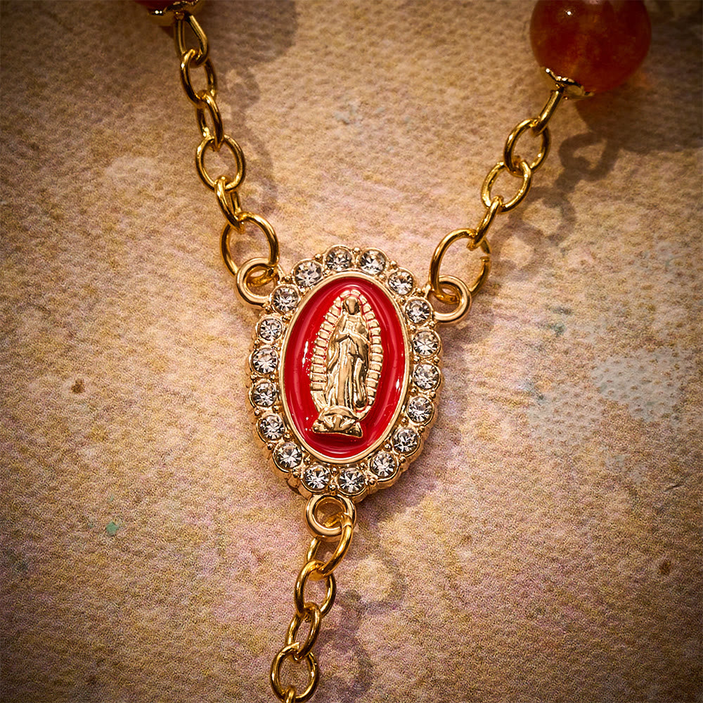 SolaceBeads Warm Orange Chalcedony Car Rosary: Cozy Autumn Blessing for Every Journey - image 4