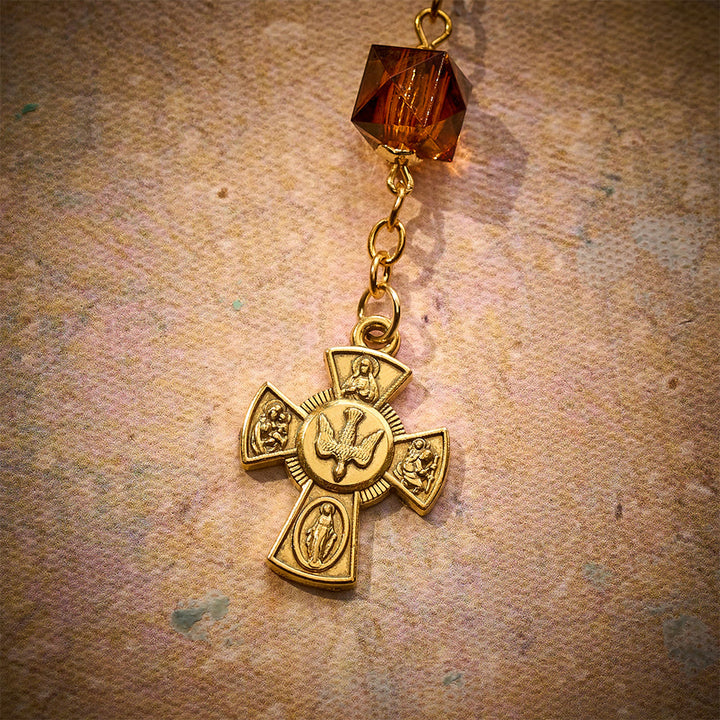 SolaceBeads Warm Orange Chalcedony Car Rosary: Cozy Autumn Blessing for Every Journey - image 5