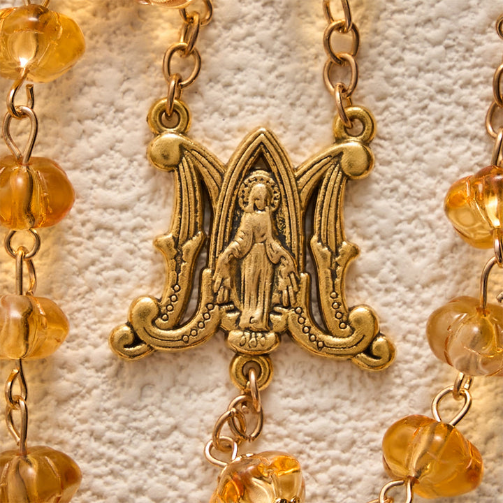 SolaceBeads Orange Pumpkin Artistic Rosary With Miraculous Medal &amp; Crucifix: Warmth In Autumn Hue - image 4