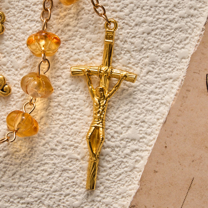 SolaceBeads Orange Pumpkin Artistic Rosary With Miraculous Medal &amp; Crucifix: Warmth In Autumn Hue - image 5