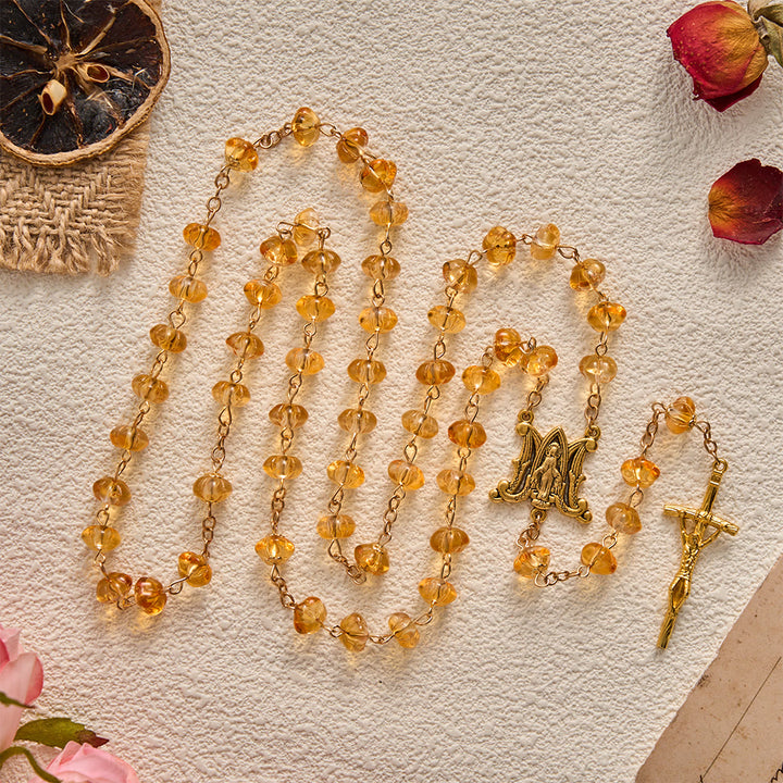 SolaceBeads Orange Pumpkin Artistic Rosary With Miraculous Medal &amp; Crucifix: Warmth In Autumn Hue - Amber-Orange - image 0