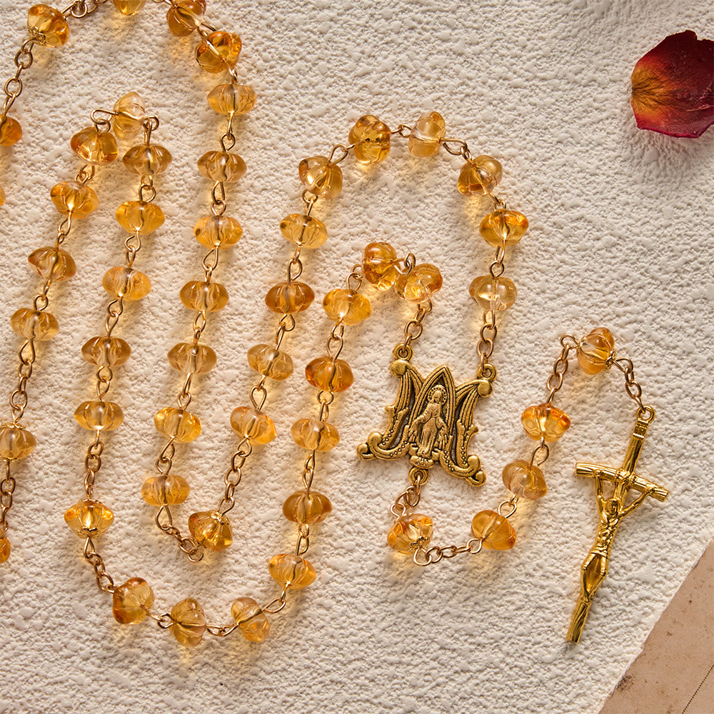 SolaceBeads Orange Pumpkin Artistic Rosary With Miraculous Medal &amp; Crucifix: Warmth In Autumn Hue - image 6