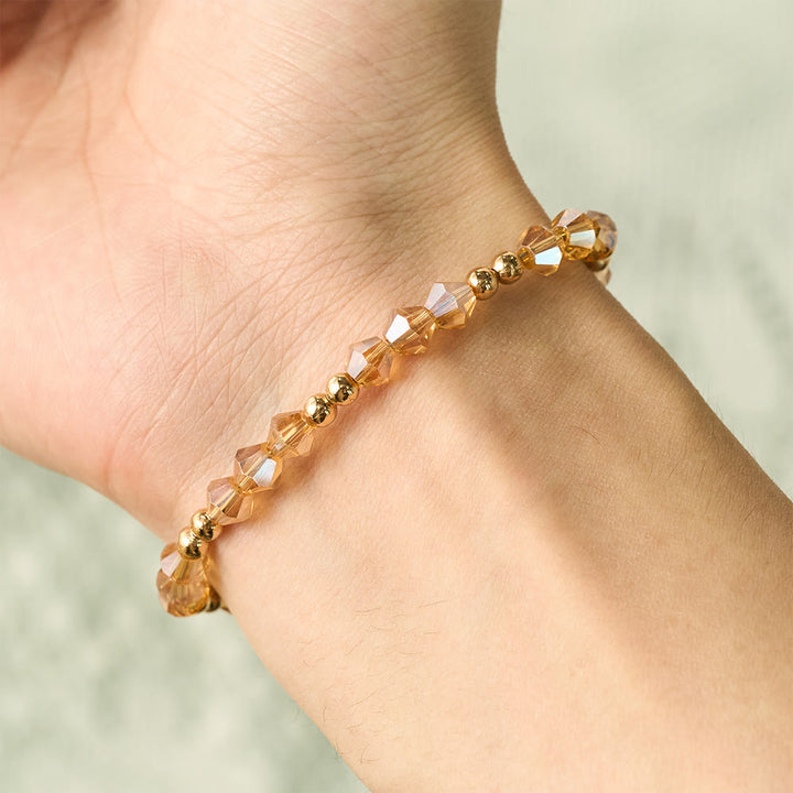 SolaceBeads Warm Autumn Champagne Faceted Glass Bracelet With Cross: Thanksgiving Gift For Her - image 2