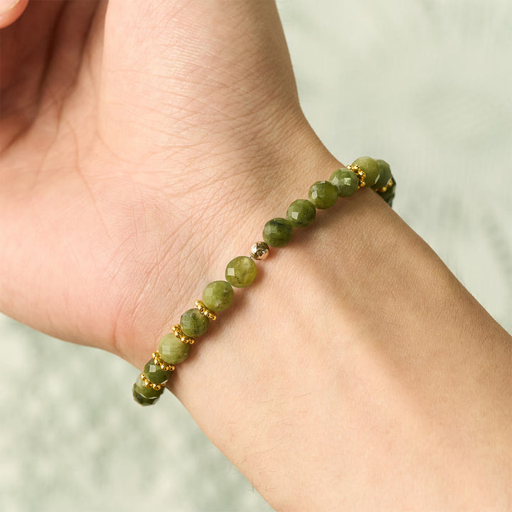 SolaceBeads Southern Jade Autumn Thanksgiving Faith Bracelet With Cross: Calm In Deep Green Vein - image 2