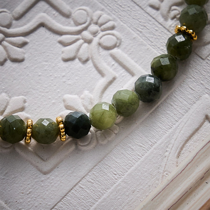 SolaceBeads Southern Jade Autumn Thanksgiving Faith Bracelet With Cross: Calm In Deep Green Vein - image 3