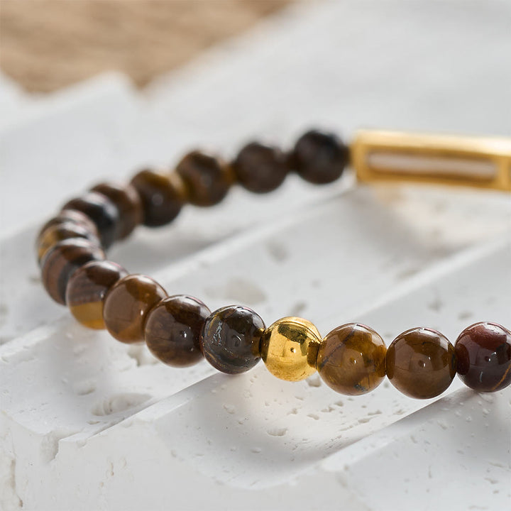 SolaceBeads Tiger Eye Engraved Faith Stone Bracelet : THE LORD IS MY SHEPHERD Psalm 23:1 - image 2