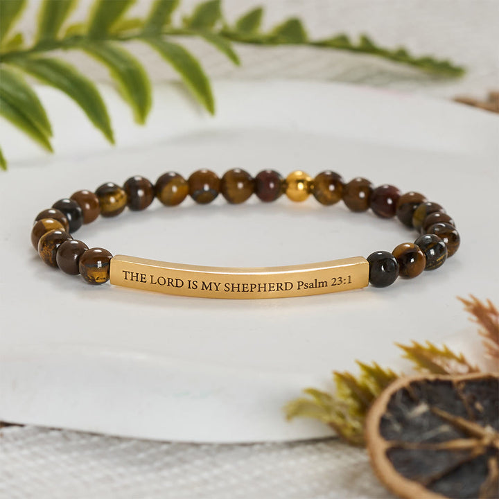 SolaceBeads Tiger Eye Engraved Faith Stone Bracelet : THE LORD IS MY SHEPHERD Psalm 23:1 - image 5