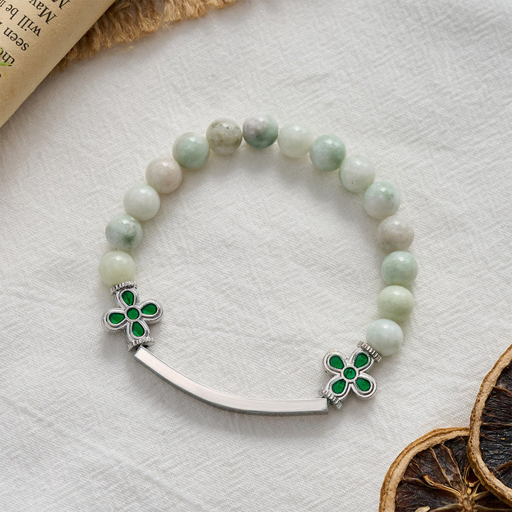 SolaceBeads "LOVE NEVER FAILS 1 Corinthians 13:8" Engraved Natural Hetian Jade Bracelet - image 4
