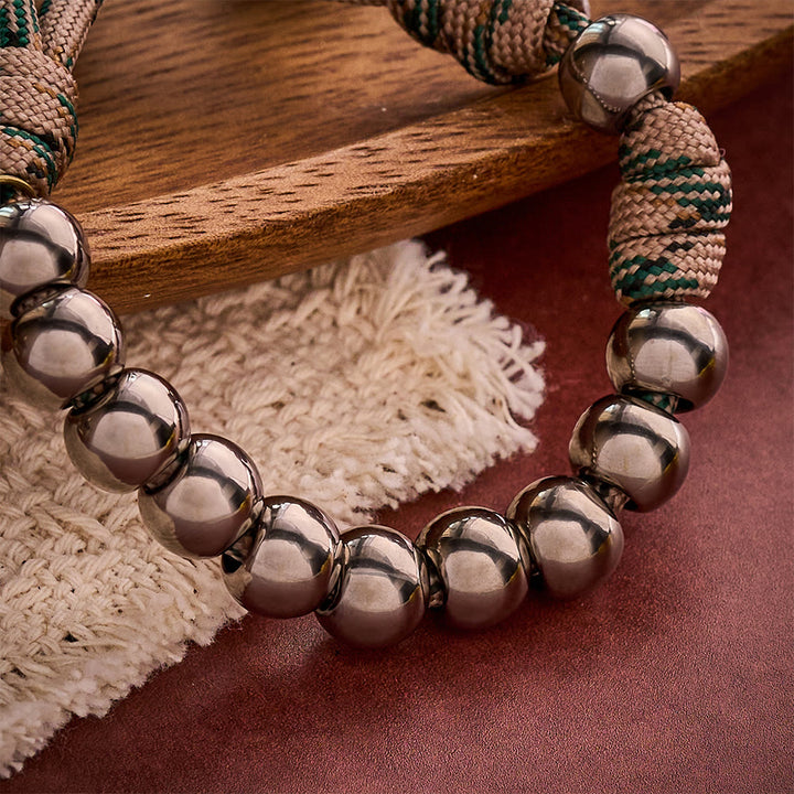 SolaceBeads Gunmetal Beads Pocket Rosary With St. Benedict Medal &amp; Cross: Protection in Woven Cord - image 1